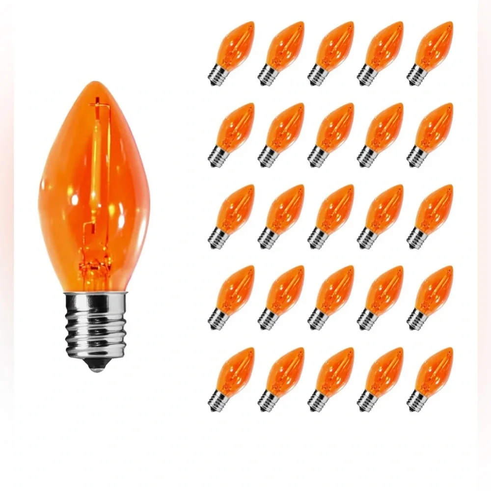 25 Pack C7 Replacement Bulbs-Orange